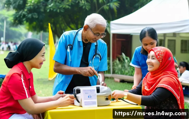 예방 중심 헬스케어의 환자 참여 증진 방법 - **Prompt:** A vibrant outdoor community health screening event bustling with diverse Malaysian adult...