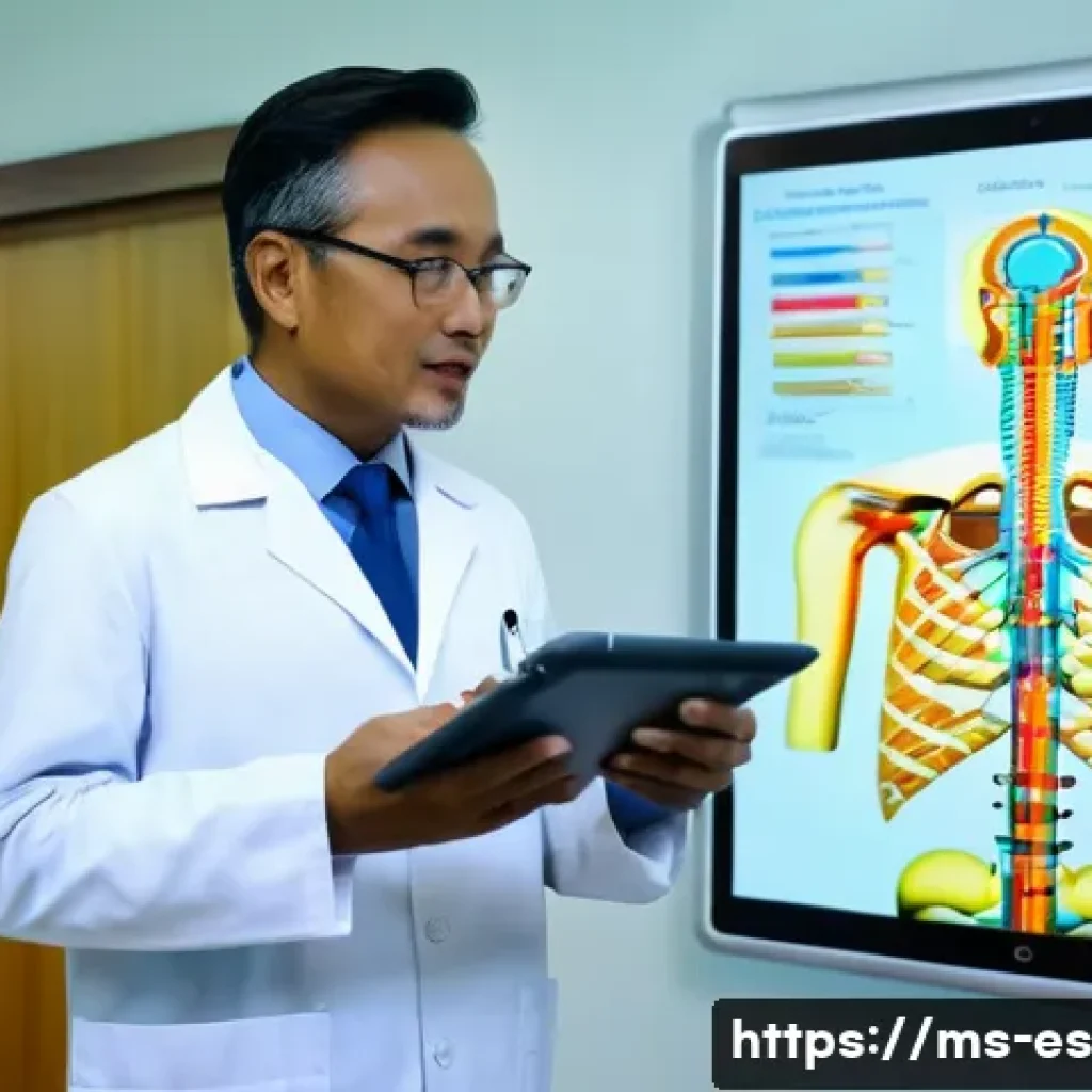 예방 중심 헬스케어의 맞춤형 접근 - A modern Malaysian healthcare setting featuring a middle-aged Malay man wearing a smart casual outfi...