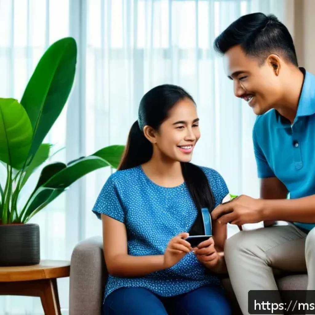 예방 중심 헬스케어와 혁신적인 비즈니스 모델 - A modern Malaysian family in a bright, clean home setting engaging in a health checkup routine: moth...