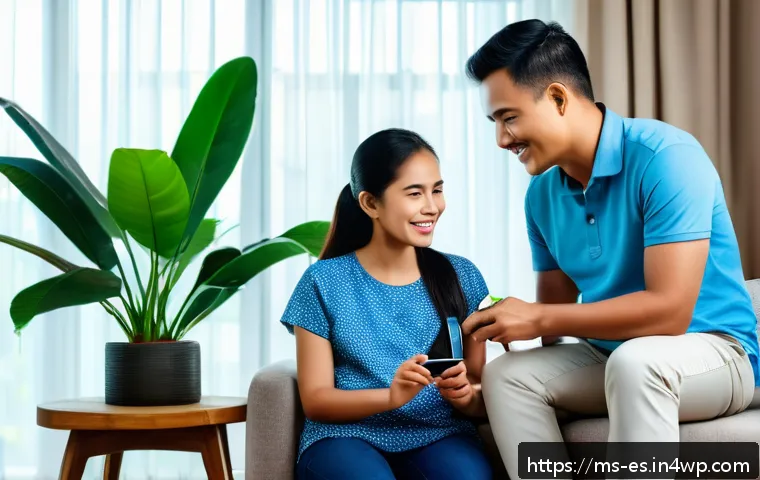 예방 중심 헬스케어와 혁신적인 비즈니스 모델 - A modern Malaysian family in a bright, clean home setting engaging in a health checkup routine: moth...